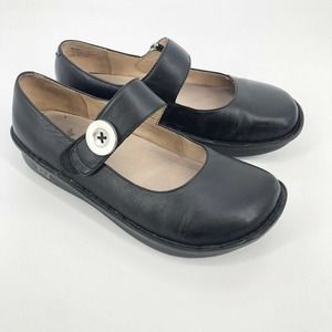 Alegria Size 41 US 10.5 Paloma Mary Jane Comfort Shoe Black Leather Clogs Loafer